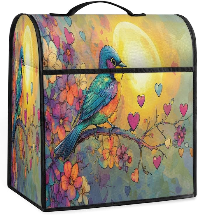 cfpolar Kitchen Aid Mixer Cover Compatible with 6-8 Quarts Vintage Bird Flowers Stand Mixer Cover Kitchen Aid Mixers Accessories Appliance Organizer Bag Dust Covers with Zipper Pocket