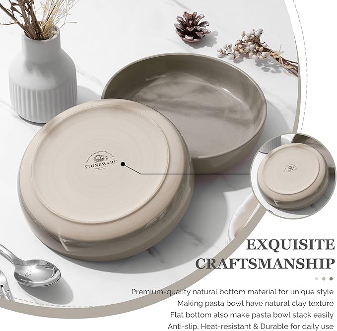 HaWare Dinnerware Sets 16-Piece Stoneware Plates and Bowls Set for 4 Ceramic Dish Set for Home Restaurant Chip and Scratch Resistant Microwave and Dishwasher Safe Speckled Cream Coffee