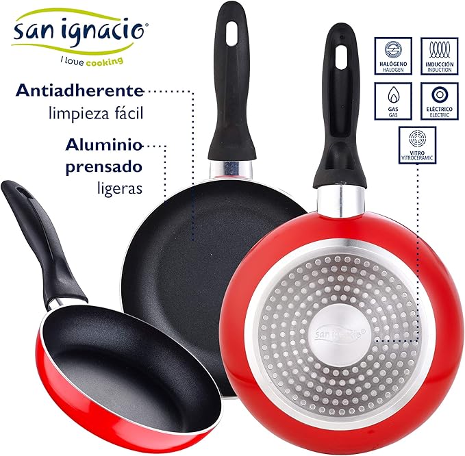 San Ignacio 7-Piece Cookware Set in Stainless Steel + Set of 3 Frying Pans 16/20/24 cm