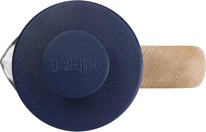 La Cafetière Pisa Cafetière 3-Cup/35ml Heat-Resistant Borosilicate Glass and Stainless Steel with Easy-Grip Plunger Small French Press Coffee Maker for Loose Tea and Ground Coffee Navy