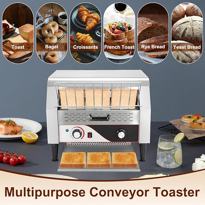 450 Slices/Hour commercial toaster conveyorHeavy Duty Commercial Stainless Steel Restaurant Conveyor Toaster for Bun Bagel Bread110V 2600W