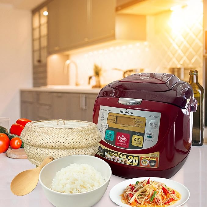 Handmade 100% Natural Thai Bamboo Sticky Rice “Electric Cooker Steamer Set” Small Pot Insert ~ 6.5 Inch Hewn Reed Wicker Woven Lid 16’’ Cheesecloth Filter and Wooden Spoon