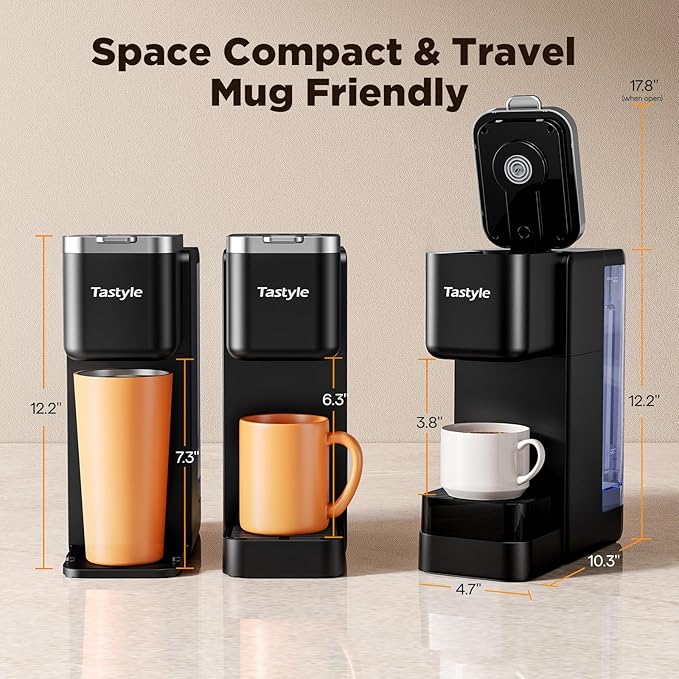 Hot &amp Iced Coffee Maker with Magnetic K-Pod Organizer (Pods Not Included) Stores 10 Pods 4-5 Cups Coffee Maker &amp Single-serve Brewer for K Cup &amp Grounds 40oz Removable Water Tank Black