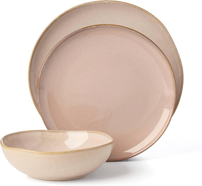 Oneida 897202 Organic Shades 12-Piece Dinnerware Set Service For 4 Unique Color May Vary Clay