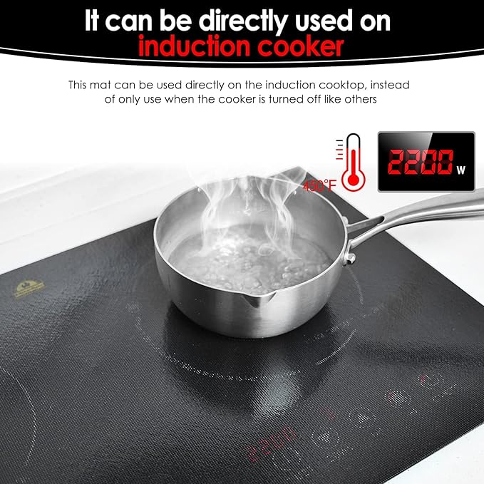 Cook's Aid Large Induction Cooktop Protector Mat 20.4x30.7 InchTranslucent (Magnetic) Stove Top Cover for Electric Stove Silicone Stove Mat for Glass Top Stove (LISICT9)
