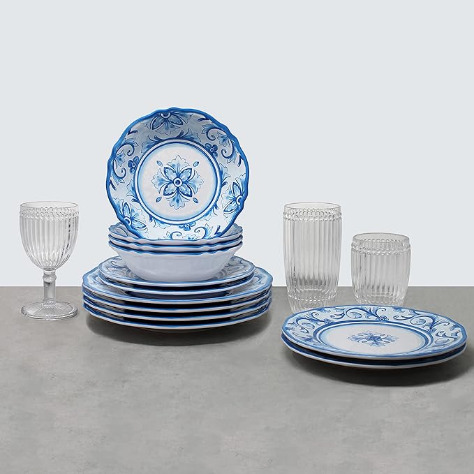 Le Cadeaux 12 Piece Luxury Melamine Dinnerware Set Service for 4 Mallorca