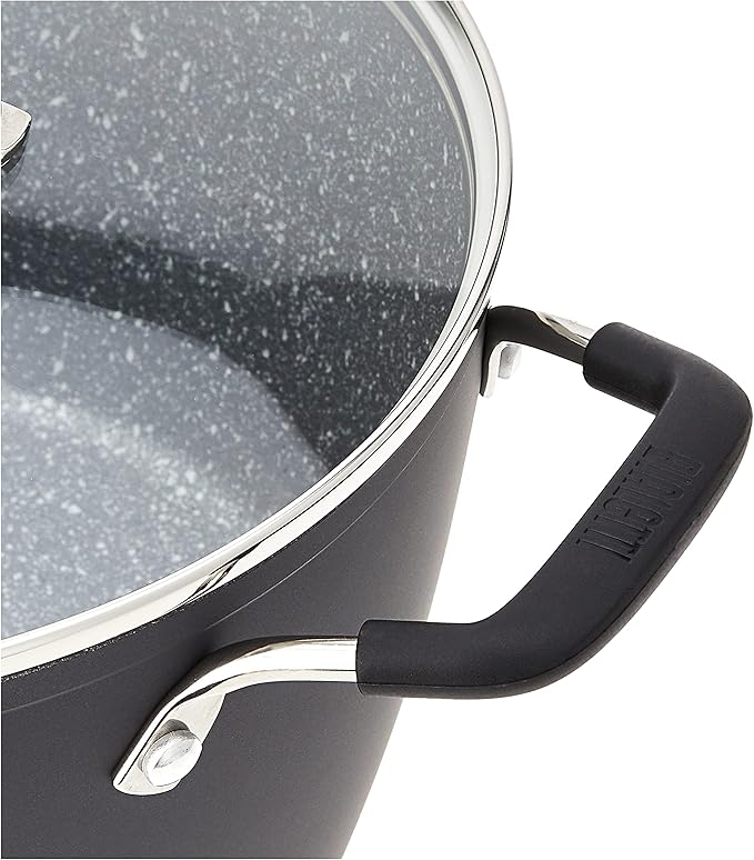 Bialetti Impact 10-Piece Textured Aluminum Cookware Set with Pots Pans and Dutch Oven Nonstick Pots and Pans Set for Kitchen Gray