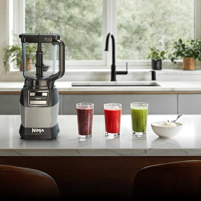 Ninja Blender Compact Kitchen System 1200W 3 Functions for Smoothies Dough &amp Frozen Drinks with Auto-IQ 72-oz.* Blender Pitcher 40-oz. Processor Bowl &amp 18-oz. Single-Serve Cup Grey AMZ