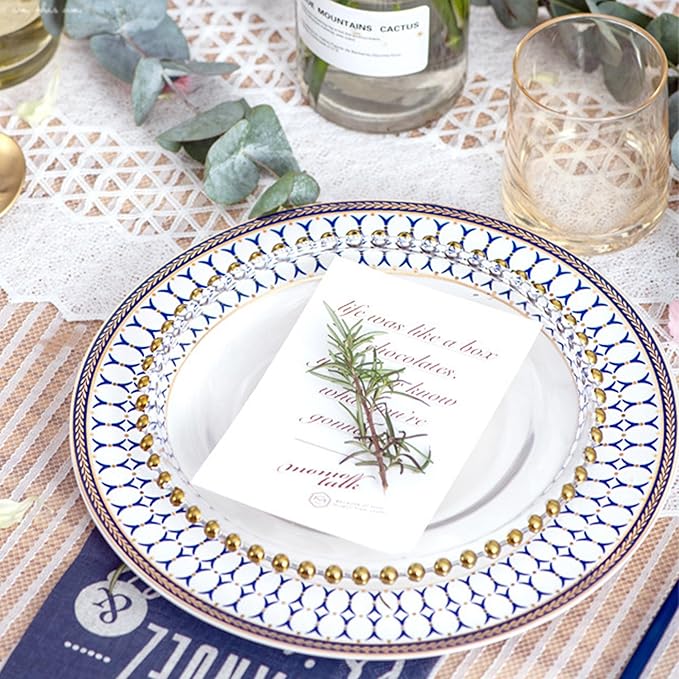 vintage porcelain plate sets for 8 24 pieces bone china dinnerware set blue and gold rhombus design luxury dishes set for party afternoon tea and housewarming