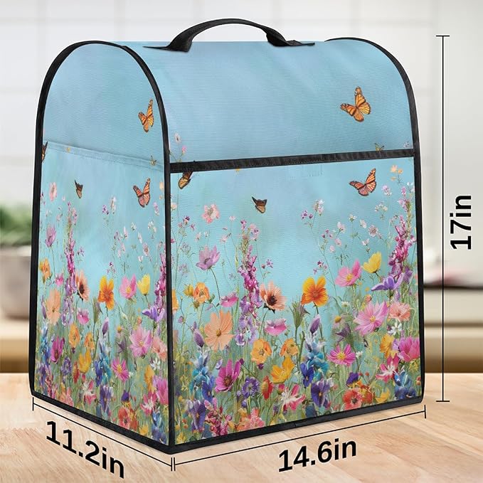 cfpolar Kitchen Aid Mixer Cover Compatible with 6-8 Quarts Flower Animal Butterfly Stand Mixer Cover Kitchen Aid Mixers Accessories Appliance Organizer Bag Dust Covers with Zipper Pocket