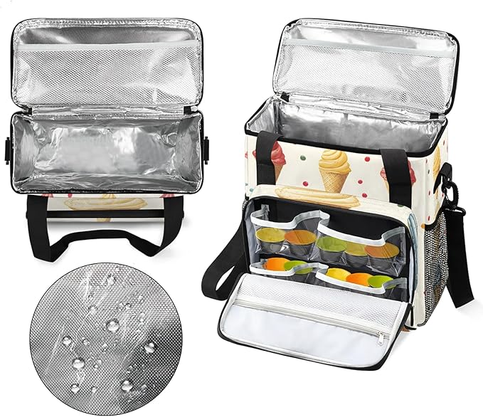 Ice Cream Coffee Maker Travel Bag Food Insulated Grocery Bag Travel Picnic Leakproof Cooler Bags With Shoulder Strap