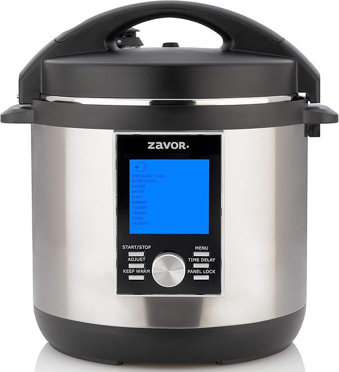 Zavor LUX LCD 6 Quart Programmable Electric Multi-Cooker: Pressure Cooker Slow Cooker Rice Cooker Yogurt Maker Steamer and more - Stainless Steel (ZSELL02)