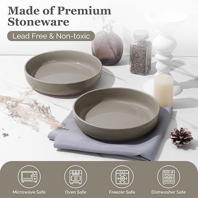 HaWare Dinnerware Sets 28 Pieces Stoneware Plates and Bowls Set Ceramic Dish Set for Home Restaurant Chip and Scratch Resistant Microwave &amp Dishwasher Safe Speckled Cream Coffee