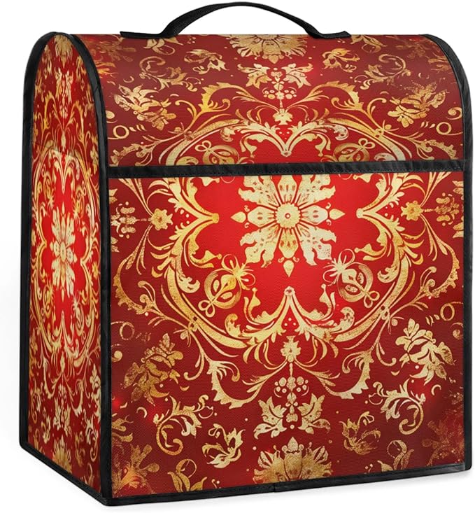 cfpolar Kitchen Aid Mixer Cover Compatible with 6-8 Quarts Mandala Red Flower Boho Stand Mixer Cover Kitchen Aid Mixers Accessories Appliance Organizer Bag Dust Covers with Zipper Pocket