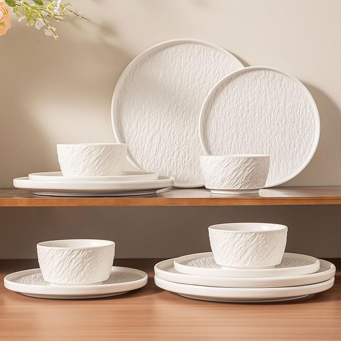 Dinnerware sets plates and bowls sets modern platesCeramic Dinnerware Sets12 Pieces Porcelain Lightweight PlatesScratch Resistant Dish Set (style - 9 4 - Set (12pcs))