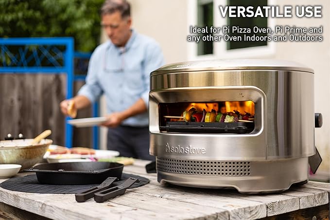 Solo Stove Pi Cast Iron 3-Piece Cookware Set | Incl. Round Skillet (305 cm) Reversible Grill/Griddle (292 x 33 cm) 2 Removable Handles Bamboo/Stainless Steel Base for Protection