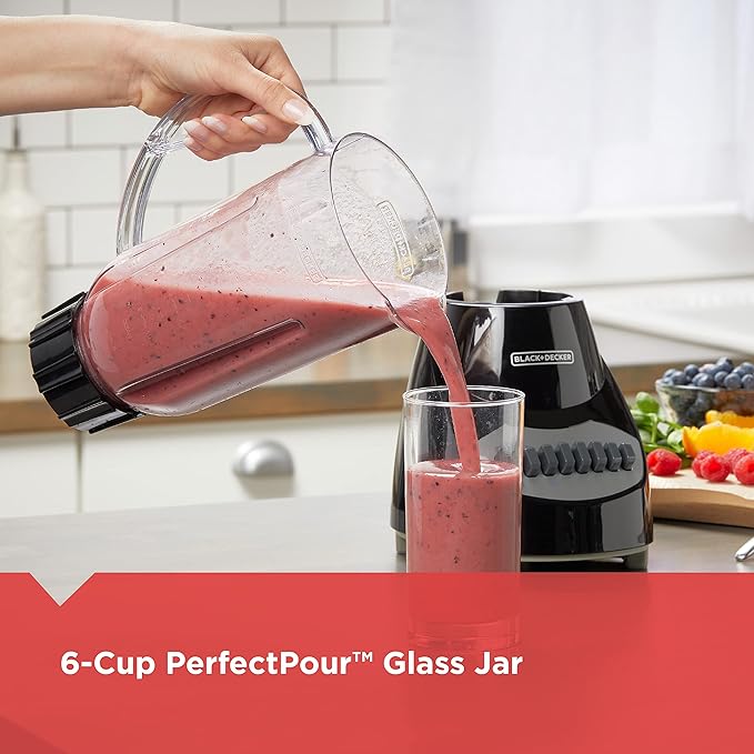 BLACK+DECKER 10-Speed Countertop Blender Bundle with 5-Cup Glass and 6-Cup Plastic Jars Stainless Steel Blades