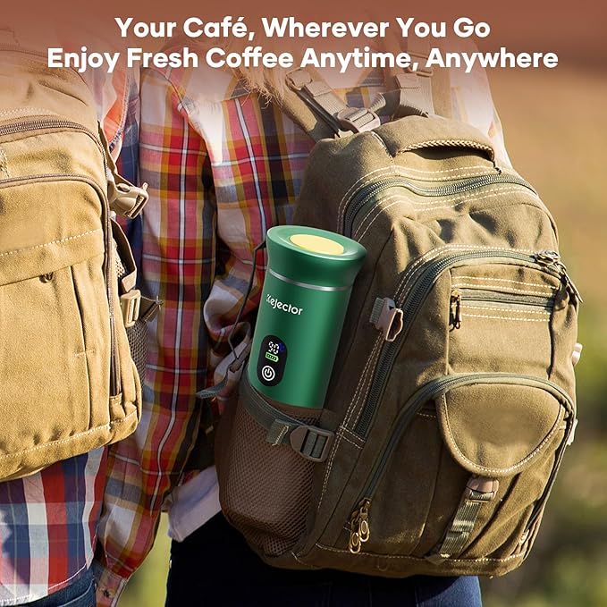 kejector Portable Coffee Maker Espresso Machine for Travel Nano Car Coffee Maker Compatible with Ground Coffee &amp Capsule for RV Hiking Camping Office Travel Espresso Maker Electric Green