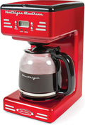 Nostalgia Retro 12-Cup Programmable Coffee Maker With LED Display Automatic Shut-Off &amp Keep Warm Pause-And-Serve Function Red