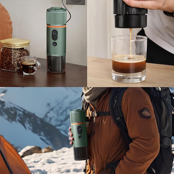 Portable Espresso Maker 20 Bar Self‑Heating &amp Auto-off | 13500 mAh Battery Brews 8 Shots | 12 V Mini Espresso Machine Compatible with Nespresso Original Pods | Car/Travel/Camping