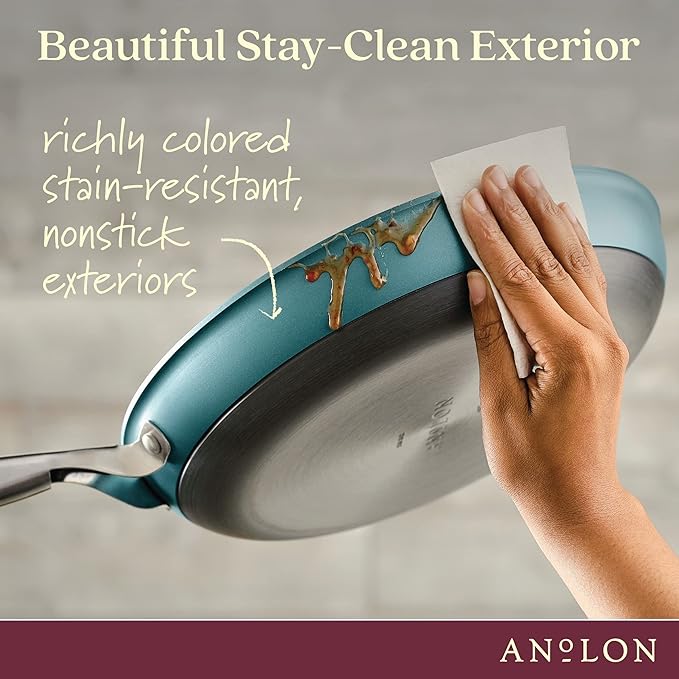 Anolon Achieve Hard Anodized Nonstick Frying Pan/Skillet 12 Inch Teal