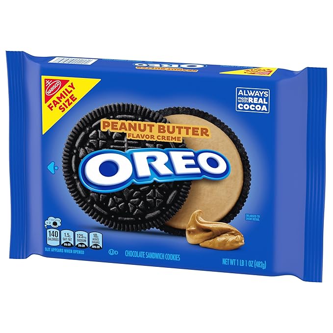 OREO Peanut Butter Creme Chocolate Sandwich Cookies Family Size 17 oz