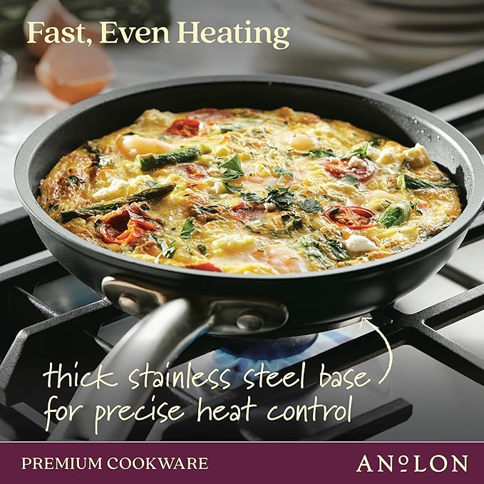 Anolon Accolade Forged Hard Anodized Nonstick Frying Pan/Skillet 8 Inch Moonstone Gray