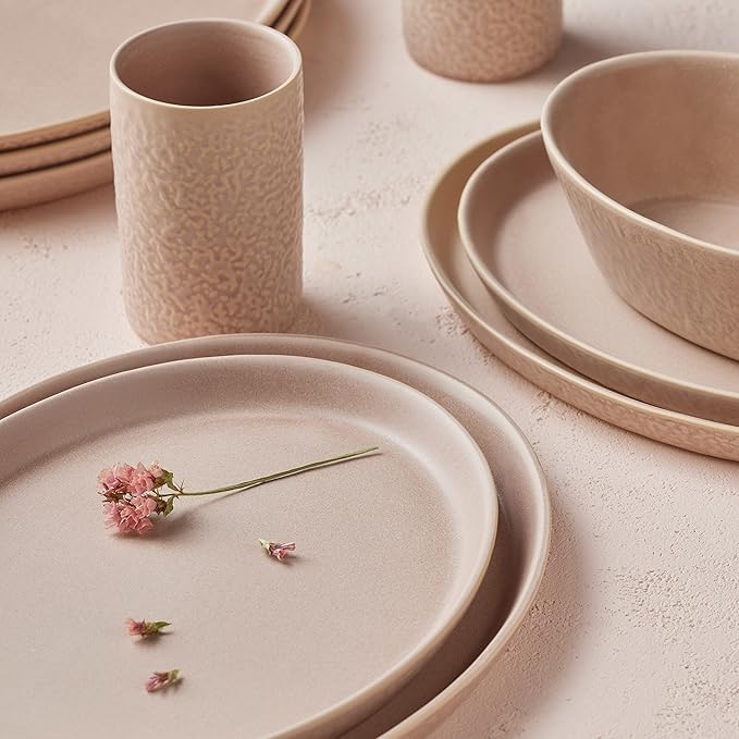 Stone by Mercer Project KATACHI Stoneware 16-Piece Dinnerware Set Nude