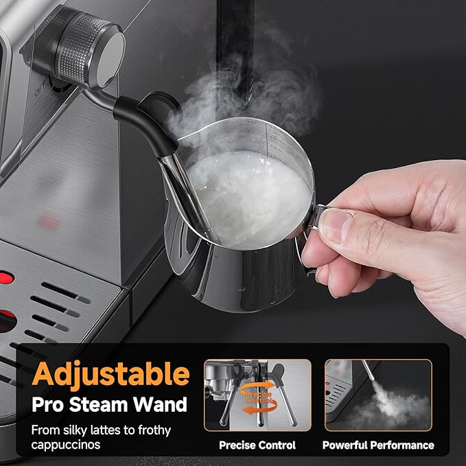 20 Bar Espresso Coffee Machine with LED Touch Screen Espresso Maker with Self-Cleaning Function &amp Milk Frother Compact Cappuccino &amp Latte Maker for Home and Office