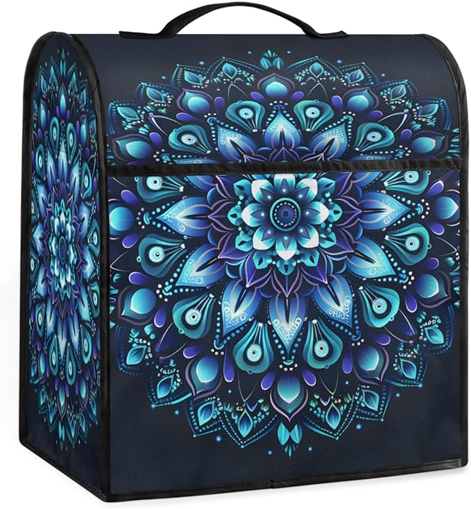 cfpolar Kitchen Aid Mixer Cover Compatible with 6-8 Quarts Ethnic Mandala Flower Teal Stand Mixer Cover Kitchen Aid Mixers Accessories Appliance Organizer Bag Dust Covers with Zipper Pocket