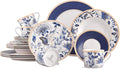Bone China Dinnerware Set of 20 for 4 pers. Plates and Bowls Sets Dish Set Dinner Plates Set Dishes Set of 20 Stoneware Dinnerware Set (Melodie de Fleurs)