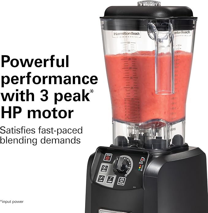 Hamilton Beach Commercial Tempest High-Performance Blender 64 Ounce / 1.8 Liter Capacity 3 HP Motor NSF Certified HBH650R