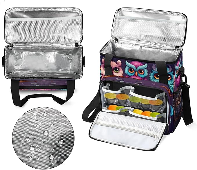 Owls Branch Travel Coffee Maker Carrying Bag Large Organizer Storage Tote Bag Insulated Reusable Cooler Grocery Bags