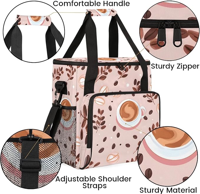 Coffee Maker Carring Bag Travel Storage Tote Bag Compatible with Keurig K-Mini or K-Mini Plus Portable Single Serve Coffee Brewer Case with Pockets for K-cup Pods(Bag Only)