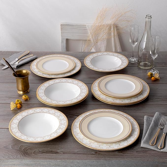 Noritake Trefolio Gold 12-Piece Dinnerware Set Service for 4