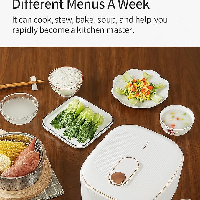 Electric Rice Cooker Low Sugar 3L – Smart Carb Reducing Rice Cooker with Steamer Basket Ceramic Inner Pot &amp Stainless Steel Filter Compact Pressure Cooker for Healthy Cooking 1-4 People
