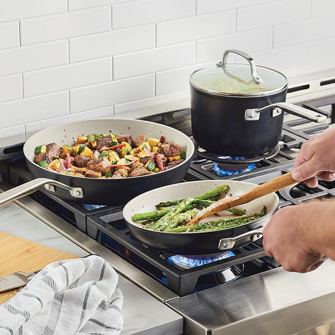 KitchenAid Hard Anodized Ceramic Nonstick Cookware Pots and Pans Set 9 Piece - Matte Black