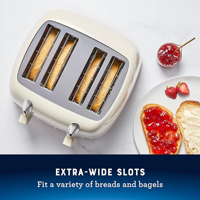 Oster 4-Slice Toaster with Extra Wide Slots Bagel Toaster Oat Milk