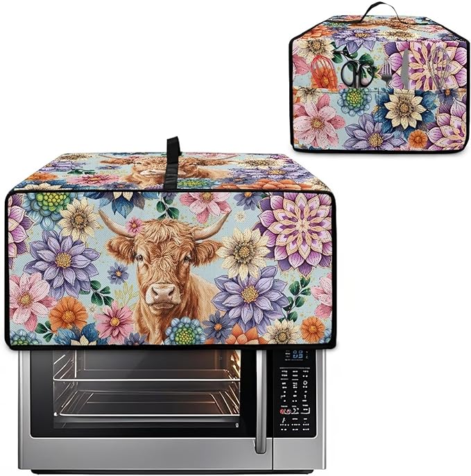Doojoayie Kitchen Toaster Dust Cover 4 Slice Toaster Dust Protection Cover Highland Cow Print Kitchen Decoration Small Appliance Protector for Bread Making Machine