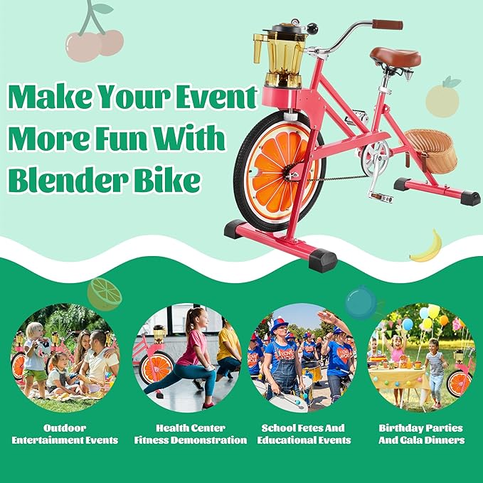 Blender Kids Commercial Other Fruit and Vegetable Machines Pedal Fruit Blender Smoothies Juicer Machine Equipment Bike(PINK)