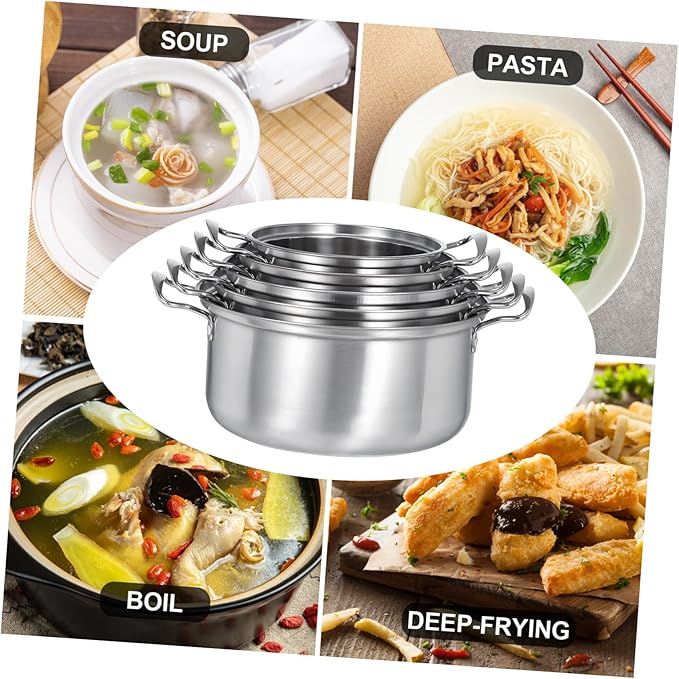 BESTOYARD 5sets One Soup Pot Set Induction Saucepan Cookware Set Double Handles and Glass Lids