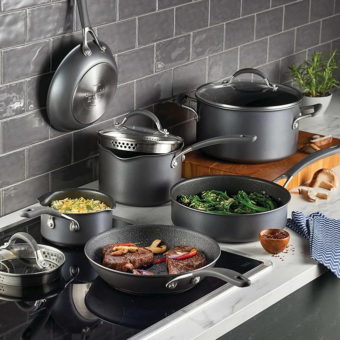 Circulon A1 Series with ScratchDefense Technology Nonstick Induction Cookware/Pots and Pans Set 9 Piece Graphite