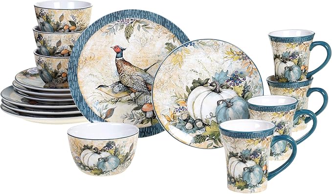 Certified International Harvest Gatherings 16pc Dinnerware Set + Oval Platter