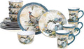 Harvest Gatherings 16-Piece Ceramic Dinnerware Set Service for 4 – Multicolor Fall Plates Bowls &amp Mugs with Pumpkin &amp Pheasant Design – Autumn Tableware for Thanksgiving Cabin &amp Holiday