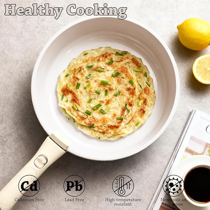 24 Pcs pots and pans setcookware set non stickpots and pans set Oven-safe and dishwasher-safePFAS/PFOA FreeInduction Dishwasher Oven Safe cookware set(White)
