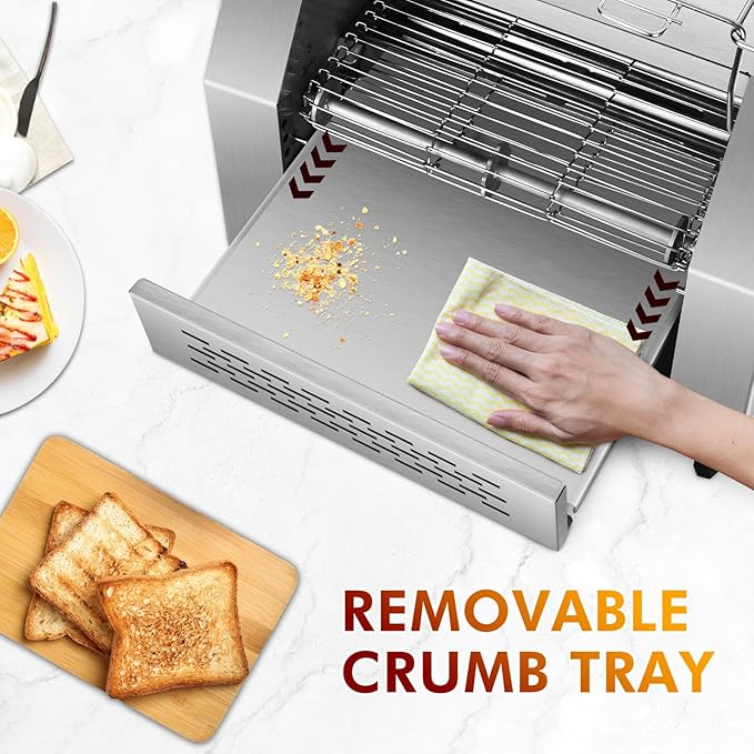 Commercial Toaster 300 Slices/Hour Industrial Conveyor Toaster 1900W Stainless Steel Restaurant Toasters for Croissants Toast Bun Bagel Bread