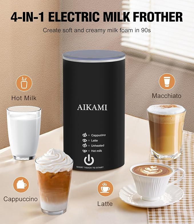 Single Serve Coffee Maker for K Cup &amp Ground Coffee with Milk Frother 6 to 14 Oz Brew Sizes Auto-Off Coffee Machine with Water Reservoir