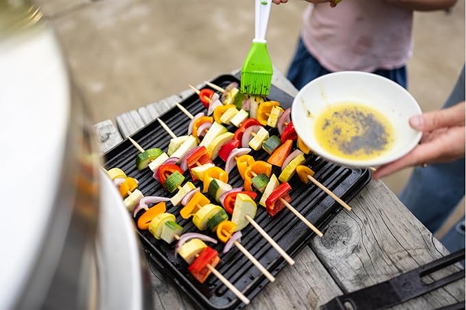 Solo Stove Pi Cast Iron 3-Piece Cookware Set | Incl. Round Skillet (305 cm) Reversible Grill/Griddle (292 x 33 cm) 2 Removable Handles Bamboo/Stainless Steel Base for Protection