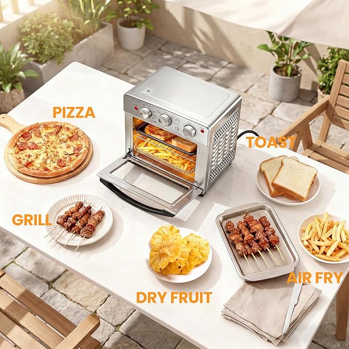 NEWBULIG 17QT Air Fryer Toaster Oven Combo 8-in-1 Multi-Function Air Fryer Large Capacity Countertop Convection Oven 450°F Fast Cooking 60 Min Precision Timer for Healthy Delicious Meals