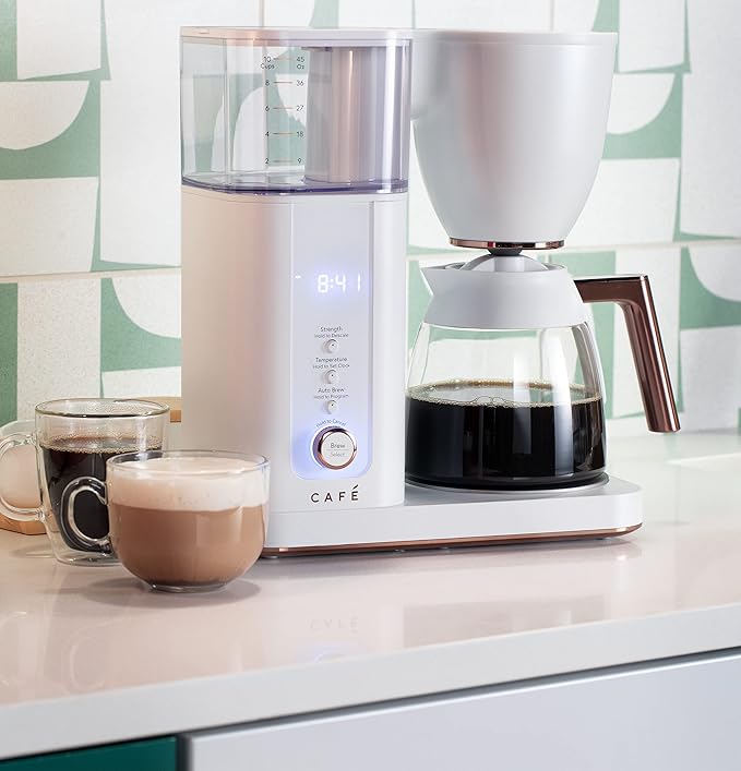Café Specialty Drip Coffee Maker | 10-Cup Glass Carafe | WiFi Enabled Voice-to-Brew Technology | Smart Home Kitchen Essentials | SCA Certified Barista-Quality Brew | Matte White